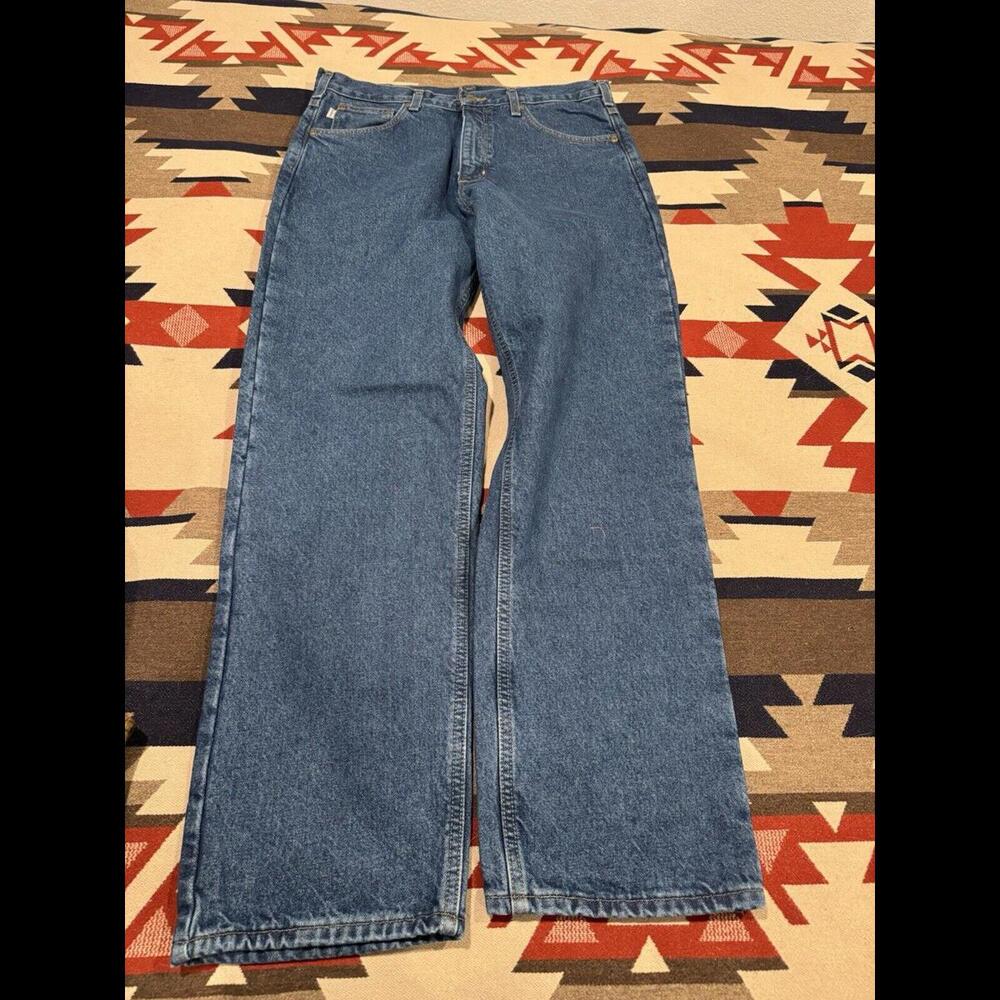 NWT 34x32 Carhartt B172-DST Men's Flannel Lined Relaxed Fit Blue Jeans  NOS